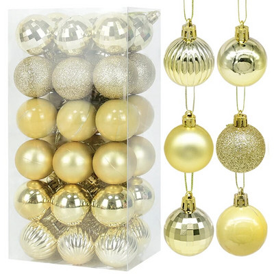 4 cm baltu Ziemassvētku eglīšu bumbiņu dekors 36 gab./kastē plastmasas Ziemassvētku bumbu rotājumi mājas iekštelpu āra Navidad piederumi