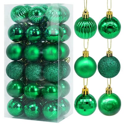 4 cm baltu Ziemassvētku eglīšu bumbiņu dekors 36 gab./kastē plastmasas Ziemassvētku bumbu rotājumi mājas iekštelpu āra Navidad piederumi