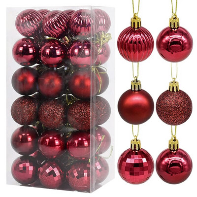 4 cm baltu Ziemassvētku eglīšu bumbiņu dekors 36 gab./kastē plastmasas Ziemassvētku bumbu rotājumi mājas iekštelpu āra Navidad piederumi