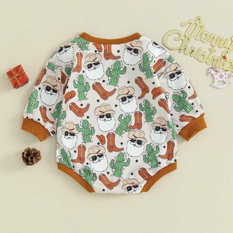 Χριστουγεννιάτικα Νεογέννητα Αγόρια Κορίτσια Ρούμπερες Ρούχα Άγιου Βασίλη με στάμπα με λαιμόκοψη Φαρδιά φούτερ Φόρμες Φόρμες Χριστουγεννιάτικη στολή