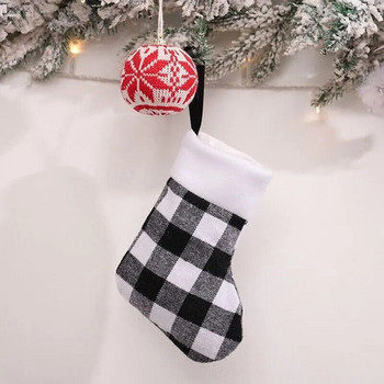 Νέα Χριστουγεννιάτικα Διακοσμητικά Κόκκινα και Μαύρα Καρό Χριστουγεννιάτικες Κάλτσες Δώρο Δώρο Κρεμαστό τσάντα καραμέλα