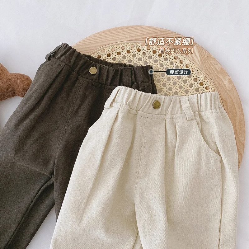 Zēniem pavasara/rudens, brīvas, cietas bikses 0–6 gadus veciem zēniem Modes korejiešu stila bikses Maziem bērniem, vienkāršas garas bikses