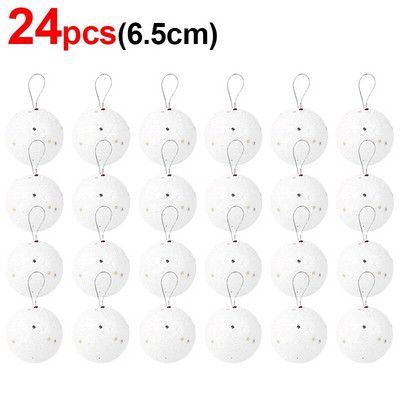 3,2/4,2/5,2/6,5 cm putuplasta Ziemassvētku balles apaļas baltas zvaigznes balles Ziemassvētku eglītes piekarināmiem piekariņiem Mājas dekorēšanai Jaungada ballīšu rotājumi