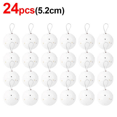 3,2/4,2/5,2/6,5 cm putuplasta Ziemassvētku balles apaļas baltas zvaigznes balles Ziemassvētku eglītes piekarināmiem piekariņiem Mājas dekorēšanai Jaungada ballīšu rotājumi