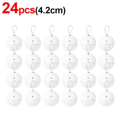 3,2/4,2/5,2/6,5 cm putuplasta Ziemassvētku balles apaļas baltas zvaigznes balles Ziemassvētku eglītes piekarināmiem piekariņiem Mājas dekorēšanai Jaungada ballīšu rotājumi
