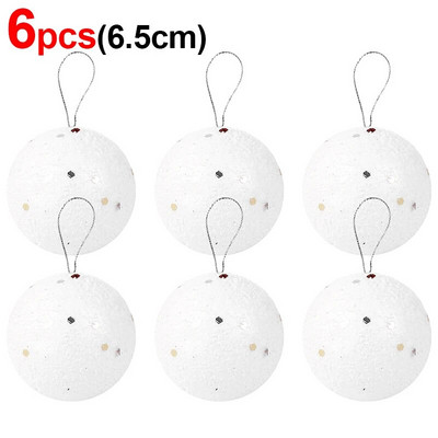 3,2/4,2/5,2/6,5 cm putuplasta Ziemassvētku balles apaļas baltas zvaigznes balles Ziemassvētku eglītes piekarināmiem piekariņiem Mājas dekorēšanai Jaungada ballīšu rotājumi