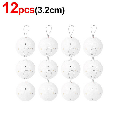 3,2/4,2/5,2/6,5 cm putuplasta Ziemassvētku balles apaļas baltas zvaigznes balles Ziemassvētku eglītes piekarināmiem piekariņiem Mājas dekorēšanai Jaungada ballīšu rotājumi