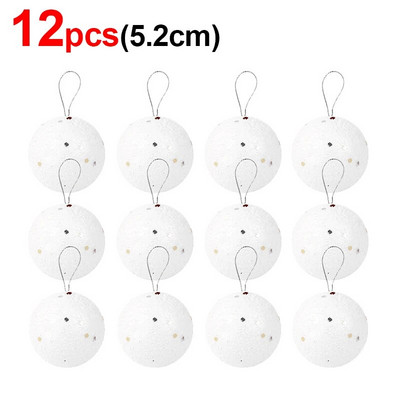 3,2/4,2/5,2/6,5 cm putuplasta Ziemassvētku balles apaļas baltas zvaigznes balles Ziemassvētku eglītes piekarināmiem piekariņiem Mājas dekorēšanai Jaungada ballīšu rotājumi