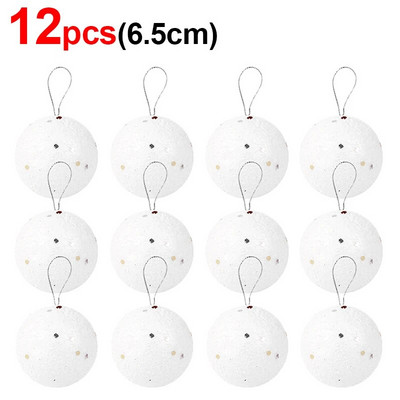 3,2/4,2/5,2/6,5 cm putuplasta Ziemassvētku balles apaļas baltas zvaigznes balles Ziemassvētku eglītes piekarināmiem piekariņiem Mājas dekorēšanai Jaungada ballīšu rotājumi