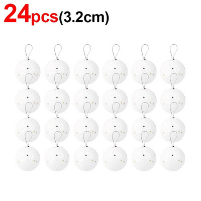 3,2/4,2/5,2/6,5 cm putuplasta Ziemassvētku balles apaļas baltas zvaigznes balles Ziemassvētku eglītes piekarināmiem piekariņiem Mājas dekorēšanai Jaungada ballīšu rotājumi