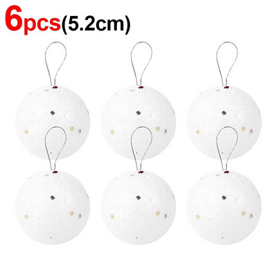 3,2/4,2/5,2/6,5 cm putuplasta Ziemassvētku balles apaļas baltas zvaigznes balles Ziemassvētku eglītes piekarināmiem piekariņiem Mājas dekorēšanai Jaungada ballīšu rotājumi