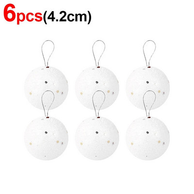 3,2/4,2/5,2/6,5 cm putuplasta Ziemassvētku balles apaļas baltas zvaigznes balles Ziemassvētku eglītes piekarināmiem piekariņiem Mājas dekorēšanai Jaungada ballīšu rotājumi