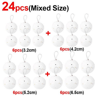 3,2/4,2/5,2/6,5 cm putuplasta Ziemassvētku balles apaļas baltas zvaigznes balles Ziemassvētku eglītes piekarināmiem piekariņiem Mājas dekorēšanai Jaungada ballīšu rotājumi