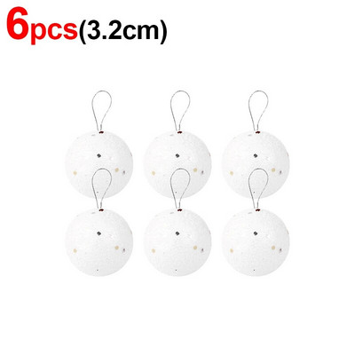 3,2/4,2/5,2/6,5 cm putuplasta Ziemassvētku balles apaļas baltas zvaigznes balles Ziemassvētku eglītes piekarināmiem piekariņiem Mājas dekorēšanai Jaungada ballīšu rotājumi