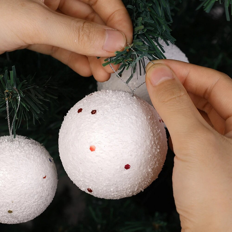 3,2/4,2/5,2/6,5 cm putuplasta Ziemassvētku balles apaļas baltas zvaigznes balles Ziemassvētku eglītes piekarināmiem piekariņiem Mājas dekorēšanai Jaungada ballīšu rotājumi