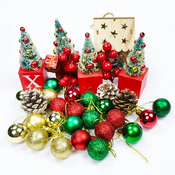 4 см коледни топки Орнаменти Златисто Червено Зелено Синьо Коледно дърво Празничен декор Консумативи Коледна висулка Празнична украса