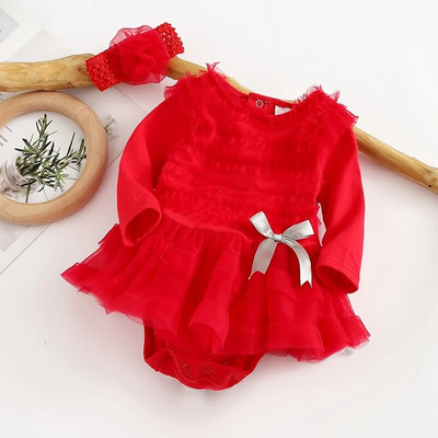 Ruffles Baby Girl Party kleita rudens garām piedurknēm bērniem meiteņu mežģīņu princešu kleitas jaundzimušajiem apģērbu komplekti