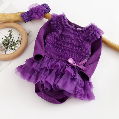 Ruffles Baby Girl Party kleita rudens garām piedurknēm bērniem meiteņu mežģīņu princešu kleitas jaundzimušajiem apģērbu komplekti