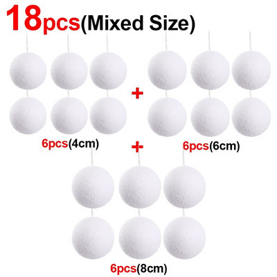 Χριστουγεννιάτικες μπάλες λευκού αφρού 24/6 τεμ. Χριστουγεννιάτικο δέντρο κρεμαστό μενταγιόν 4/6/8 εκ. Στολίδια χιονοστιβάδας Πρωτοχρονιάτικο Γάμος Διακόσμηση σπιτιού