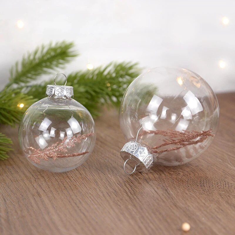 6gab 6/8cm Ziemassvētku bumbu rotājumi Ziemassvētku eglītes caurspīdīgas bumbiņas kulonu piekārtiem rotājumiem mājām Noel DIY Decor Jaungada dāvana
