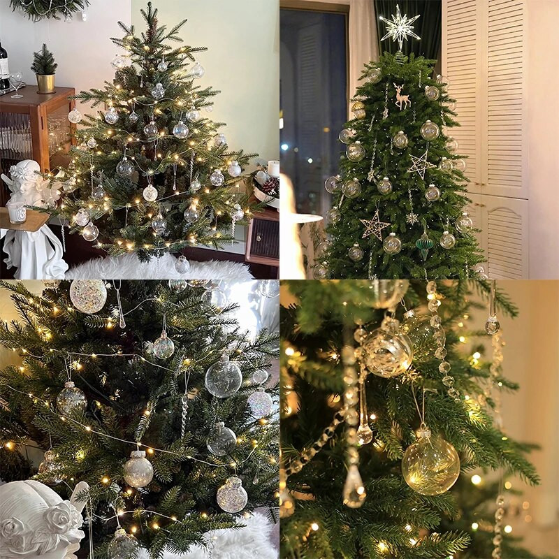 6gab 6/8cm Ziemassvētku bumbu rotājumi Ziemassvētku eglītes caurspīdīgas bumbiņas kulonu piekārtiem rotājumiem mājām Noel DIY Decor Jaungada dāvana