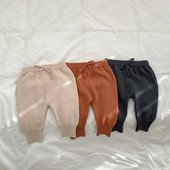 Jednobojne pletene dječje hlače 2023. Proljetne korejske pamučne vunene pulover hlače visokog struka za dječake Hlače za malu djevojčicu Pletene hlače