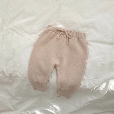Jednobojne pletene dječje hlače 2023. Proljetne korejske pamučne vunene pulover hlače visokog struka za dječake Hlače za malu djevojčicu Pletene hlače