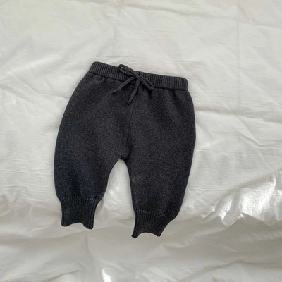 Jednobojne pletene dječje hlače 2023. Proljetne korejske pamučne vunene pulover hlače visokog struka za dječake Hlače za malu djevojčicu Pletene hlače