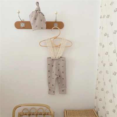 2022 Dječje hlače s tregerima od čipke Pamučne elastične tajice Set šešira za dojenčad Dječaci Djevojčice Borovnica Uski kombinezoni Dječja odjeća za spavanje