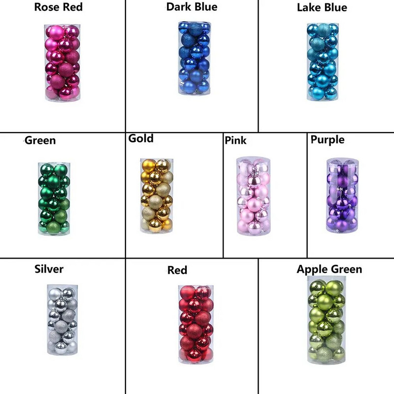 24 τμχ 3/4/6 εκ. Πλαστικά χειροτεχνήματα DIY Δώρα Διακόσμηση σπιτιού Διακόσμηση χριστουγεννιάτικου δέντρου Κρεμαστό χριστουγεννιάτικο μπιχλιμπίδι με μπάλα