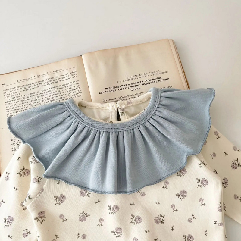 Φθινοπωρινά βρεφικά σετ ρούχων για κοριτσάκια Floral μακρυμάνικα μπλουζάκια + ψηλόμεσο παντελόνι συνονθύλευμα + σετ πετσετών σάλιου Βρεφικό Παιδικό κοστούμι για το σπίτι