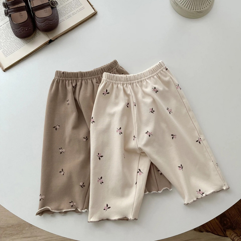 Σετ βρεφικών ρούχων για κοριτσάκια Φθινοπωρινό κορεατικό βρεφικό κοστούμι σπιτιού Cherry Flower Flying Sleeve Tops+Pants 2Pcs Toddler βαμβακερό casual κοστούμι