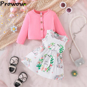 Prowow 3-24M Proljetno-jesenske dječje haljine Ružičasti gornji kaput za djevojčice i haljina u obliku slona za novorođenčad Komplet odjeće za djevojčice