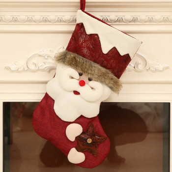 Сладка усмивка Коледен чорап Дядо Коледа Снежен човек Лос Подарък Торбичка за бонбони Коледно дърво/Декорация на камината Платове от заешка кожа