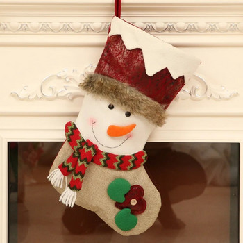 Сладка усмивка Коледен чорап Дядо Коледа Снежен човек Лос Подарък Торбичка за бонбони Коледно дърво/Декорация на камината Платове от заешка кожа