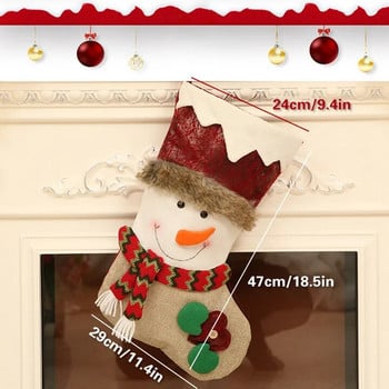 Χαριτωμένο χαμόγελο χριστουγεννιάτικη κάλτσα χριστουγεννιάτικη κάλτσα Santa Snowman Moose Δώρο τσάντα καραμέλα Χριστουγεννιάτικο δέντρο/μαντήλι Διακόσμηση υφάσματα από γούνα κουνελιού