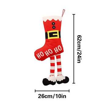 Забавни коледни чорапи с дълги крака Подаръчна чанта Фантастични елфски чорапи Коледно дърво/камина Висящи декорации Фланелени платове