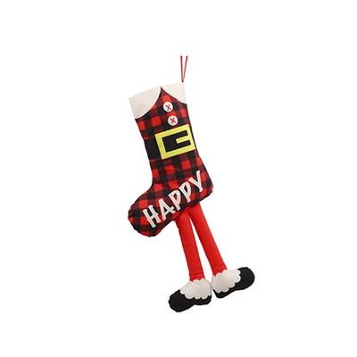 Vicces, hosszú lábú karácsonyi harisnya ajándéktáska Fantasztikus manózokni karácsonyfa / kandalló Akasztódíszek Flanel szövetek