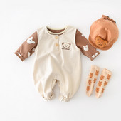 Komplet odjeće za novorođenčad Proljeće, novo, dječje majice s printom medvjeda, majice bez rukava za djevojčice, pamučni kombinezon, korejska odjeća za dječake