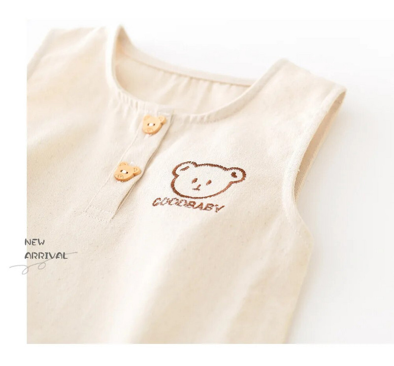 Komplet odjeće za novorođenčad Proljeće, novo, dječje majice s printom medvjeda, majice bez rukava za djevojčice, pamučni kombinezon, korejska odjeća za dječake