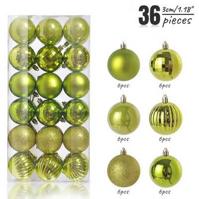 36 τμχ 3 εκ. Μπάλα Χριστουγεννιάτικου Δέντρου Κόκκινο Χρυσό Ασημί Χρώμα Πλαστικές Μπάλες για Χριστουγεννιάτικες Προμήθειες Χριστουγεννιάτικη Μπάλα Διακοσμητικά