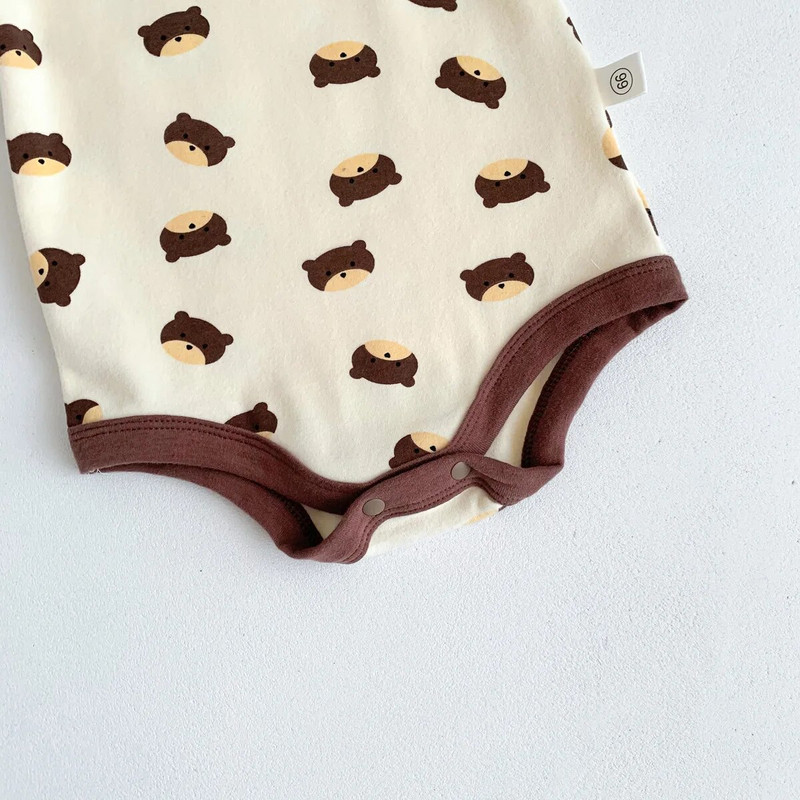 3 τμχ Βρεφικά σετ ρούχων για κοριτσάκια Bear print Μακρυμάνικα φορμάκια ψηλόμεσο Παντελόνι Καπέλο νεογέννητο μωρό αγόρια Casual βαμβακερά σετ ρόμπες