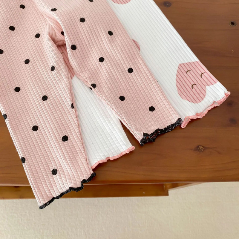 Φθινοπωρινά χειμωνιάτικα βρεφικά σετ ρούχων για κορίτσια Χαριτωμένα μακρυμάνικα εμπριμέ με κουκκίδες + παντελόνι Βαμβακερά ρούχα για το σπίτι δύο τεμαχίων