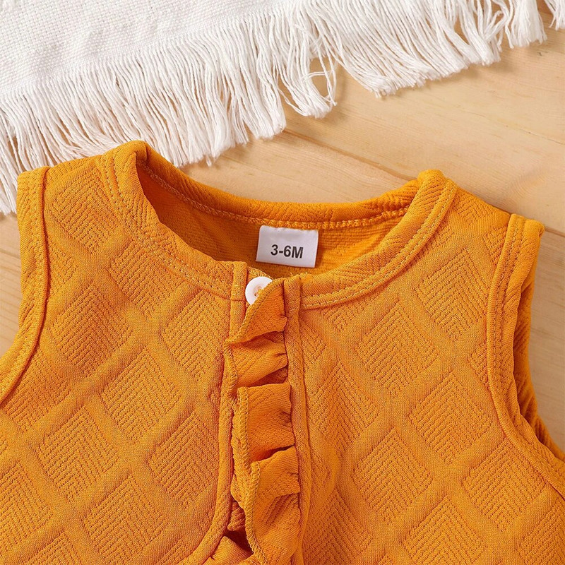 Prowow 3-24M babaruhák narancssárga leopárd ruha lányoknak gofrival Mellény Ősz tél újszülött ruhák lányoknak