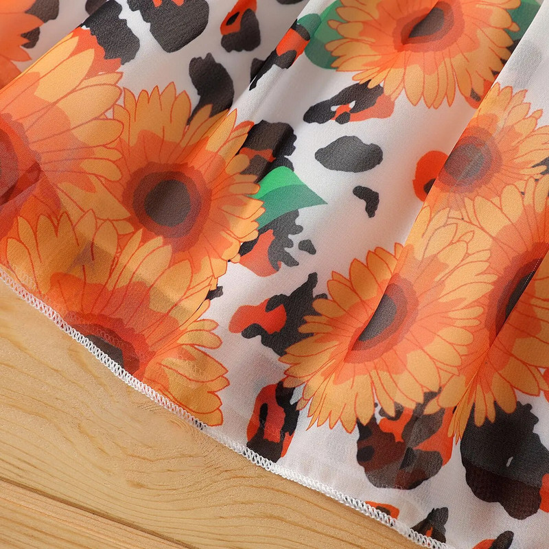 Prowow 3-24M babaruhák narancssárga leopárd ruha lányoknak gofrival Mellény Ősz tél újszülött ruhák lányoknak