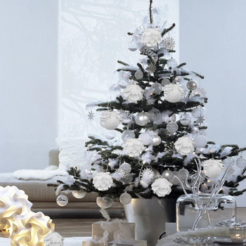 3τμχ 8cm Λευκή Χριστουγεννιάτικη Μπάλα Χριστουγεννιάτικο Δέντρο Κρεμαστό Αφρώδες Μπάλες Χιονιού Κρεμαστό για Καλά Χριστουγεννιάτικα Πρωτοχρονιάτικο Στολίδι Navidad Δώρο