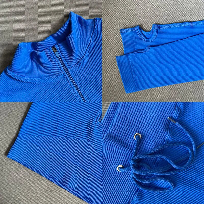 Õmblusteta soonikuga joogakomplekt naiste spordiriietus pikkade varrukatega, kõrge vöökohaga püksid, soojad treeningkostüümid, naiste spordidress