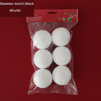 4-10 cm Bijela pahulja Božićna kuglica Viseći ukras DIY rukotvorine Božićno drvce Kuglice od pjene Privjesci Okrugli novogodišnji ukrasi za dom