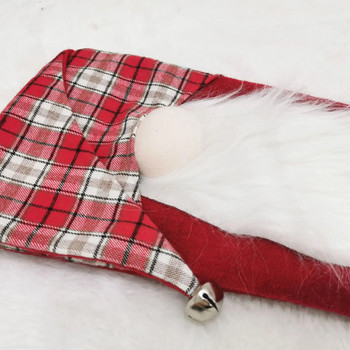 1 бр. Коледни декорации Карирани червени и сиви безлични кукли Коледни чорапи Коледни детски чорапи за подарък