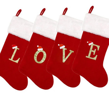 Μεγάλες χριστουγεννιάτικες κάλτσες 50 εκατοστών με μονόγραμμα με γράμματα Κόκκινη κάλτσα για οικογενειακή Πρωτοχρονιά Χριστουγεννιάτικες στολές χριστουγεννιάτικων δέντρων 2024